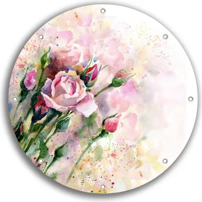 Produktbild von Wallario rundes Outdoor-Poster für Garten oder Balkon, Motiv Abstraktes Blumenbuket, 30 cm Durchmesser