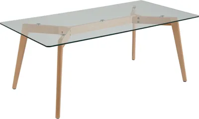 Produktbild von BELIANI Couchtisch Transparent Braun 60 x 120 cm Glas Holzgestell Rechteckig Modern