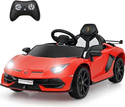 Produktbild von GOPLUS Elektroauto für Kinder, Lamborghini Kinderauto mit LED Scheinwerfer, Hupe, Fernbedienung, Musik, USB & MP3, 3-5 km/h Elektro Auto, Rot
