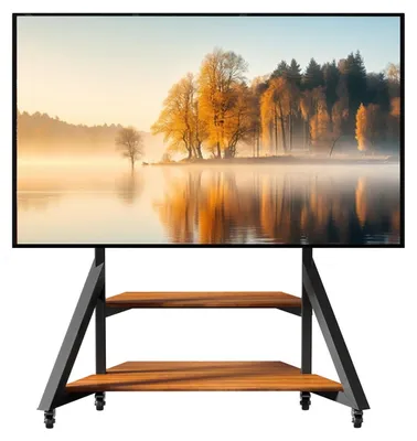 Obrázek produktu pro Mobilní TV stolek - Mobilní stojan na TV 65 až 100 palců - Výškově nastavitelný - Ořech - 800 x 600 mm VESA