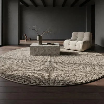 Teppich Kurzflor Flachgewebe Uni-Design Polypropylen Wohnzimmer_Rund_#sku_BARKLOOM1201204300BROWN-BARKLOOM1601604300BROWN-BARKLOOM2002004300BROWN#