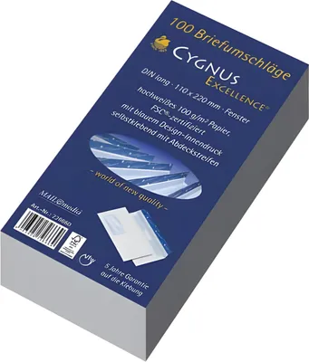 Obrázek produktu pro Cygnus Excellence 30002393 Obálka DL, samolepicí, bílá, ofsetová 100g, 100 ks s okénkem
