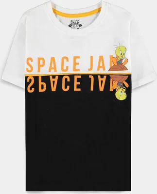 Produktbild von Looney Tunes Space Jam Tweety Schwarz-Weiß-Kinder-T-Shirt – offizielles Merchandise - 146/152