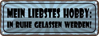 Produktbild von vianmo Blechschild 10x27 cm Hobby in Ruhe gelasssen werden Sport Spruch Zitat