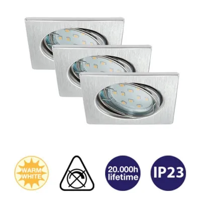Produktbild von Einbauleuchten Briloner Square LED Einbaulampen 3er Set Aluminium