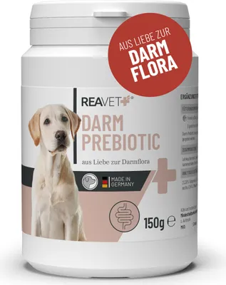 Produktbild von REAVET Darm Prebiotic für Hunde 150g - Präbiotikum zur Unterstützung der Darmflora & Verdauung - Natürliche Darmkur bei sensibler Verdauung, für alle Hunderassen