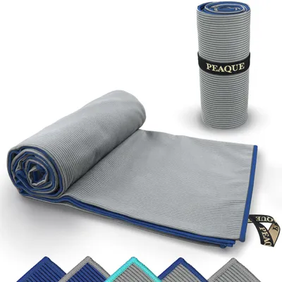 Produktbild von PEAQUE Mikrofaser Handtuch mit Struktur - Grau/Navy, 160x80 cm