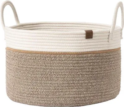 Produktbild von Famanu Aufbewahrungskorb Wäschekorb aus Baumwollseil - Beige