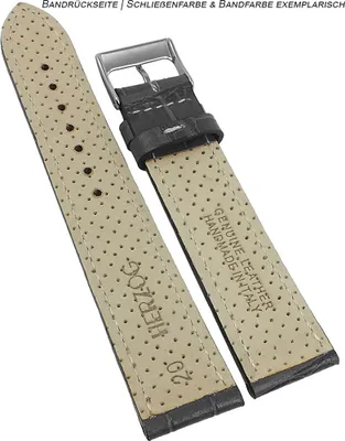 Produktbild von Herzog Italo-Kroko > Uhrenarmband > dunkelgrün Leder Krokoprägung , Stegbreite:20mm, Schließe:Silbern