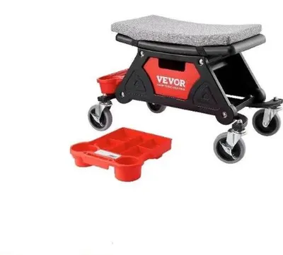 Immagine prodotto di Banco da lavoro ergonomico su ruote - banco con seduta bassa - banco da lavoro - banco da garage - fino a 150 kg