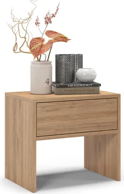 Produktbild von regalik Nachttisch PARI mit Einer Schubkasten 50x45x35 cm - Nachtschrank mit Schublade mit Kugelgelagerten Führungsschienen Tip on - Nachtkästchen für das Schlafzimmer mit Modern Design in Oak