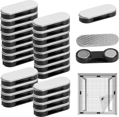 Produktbild von Fliegengitter Clips 24 Stück, selbstklebend magnetisch, 33 x 13 mm, für Insektenschutz