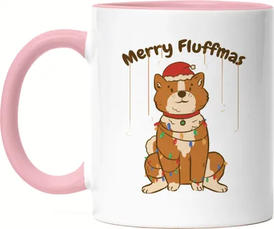 Produktbild von Merry Fluffmas Tasse Rosa Lustiger Hund Hundefreunde Hundeliebhaber Hundebesitzer Weihnachten Geschenkidee