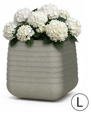 Imagen del producto de Macetas para jardín, terraza, balcón o interior. Marca Mazovia. Resistente a las heladas, a los rayos UV y al agua. Color gris. Material: PP. Dimensiones: 41,5 x 41,5 x 49 cm
