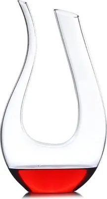 Produktbild von Weinkaraffe, Belüfter, U-Form, bleifreies Kristallglas, Weinkaraffe, Glasflasche, Klasse B, 1500 ml (handgefertigt, verschiedene Größen)