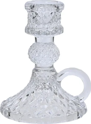 Produktbild von Glas-Kerzenhalter mit Henkel 10,5 cm für Stabkerzen 4er Set, 4 Stück