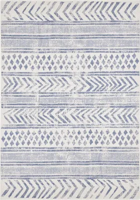 Produktbild von In- & Outdoor Wendeteppich Biri Blau Creme, Größe:80x350 cm