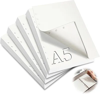 Imagen del producto de Vulpapier, formato A5, 240 hojas, paquete de 6 cuadernos, con 6 agujeros, ideal para planificadores y cuadernos
