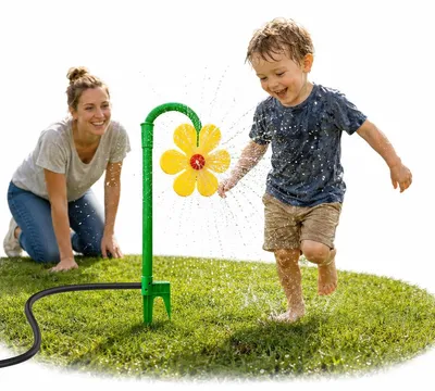 Produktbild von Kinder Wassersprinkler Garten, drehbarer Blumen Rasensprenger 360°, Sommer Wasserspielzeug für Rasen, Gartenparty und Outdoor Spaß