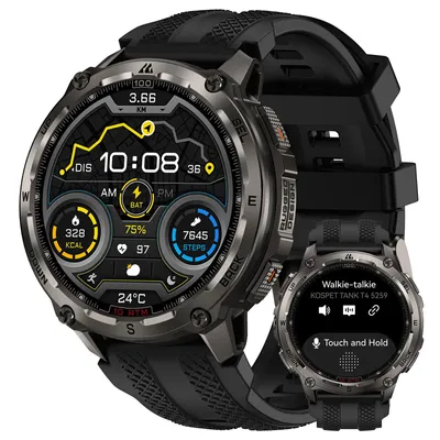 Produktbild von KOSPET TANK T4 GPS Smartwatch Herren, Voll-Edelstahlgehäuse, Globale Offline-Karten & 6 Satelliten-System, 100 m Wasserdicht, 45 m Freitauchen