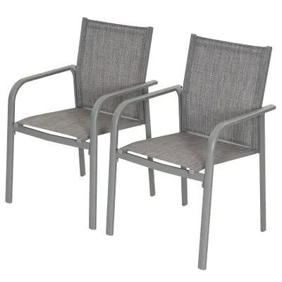 Produktbild von 2er-Pack Garten-Terrassenstühle aus Textilene mit Aluminiumgestell