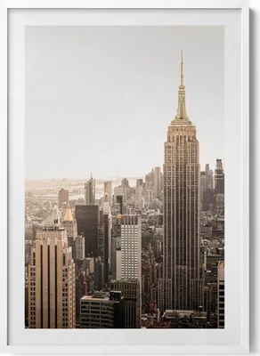 Produktbild von Architektur von New York– Wandbild mit Rahmen – Gerahmtes Bild  – Wanddekoration – 70x100 cm –  Weiß Rahmen
