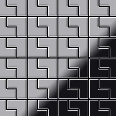 Produktbild von Mosaik Fliese massiv Metall Edelstahl hochglänzend grau 1,6mm stark Kink-S-S-M