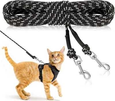 Produktbild von Reflektierende Lange Leine für Katzen 15M/50FT Entfliehungssichere Laufleine Hof Lange Leine Langlebige Sichere Verlängerungsleine für Kätzchen, Welpen, Kaninchen und Kleintiere