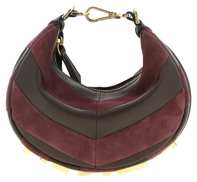 Image de Fendi Fendigraphy Mini nappa et daim bordeaux, lettres métal