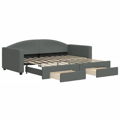 Obrázok produktu pre vidaXL Rozkladacia posteľ so zásuvkami Tmavo šedá 90x190 cm Látka
