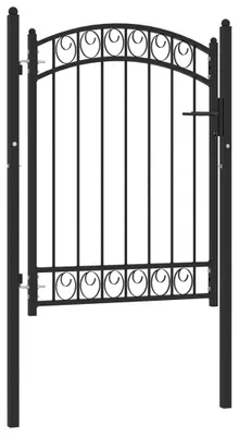 Immagine prodotto di Recinzione da giardino in metallo con parte superiore curva – 100x125 cm – Nera – Adatta per terrazzi