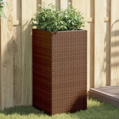 Produktbild von Design Pflanzkübel 2 Stk. Braun 40x40x80 cm Poly Rattan, Gabionen 2024 Neu