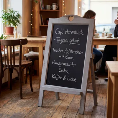 Produktbild von Werbetafel MCW-E51, Aufsteller Kreidetafel, 66x37x27cm Shabby-Look Vintage grau