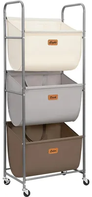 Produktbild von Wäschekorb 120 l, 3 Fächer, mit Rollen, für Waschküche