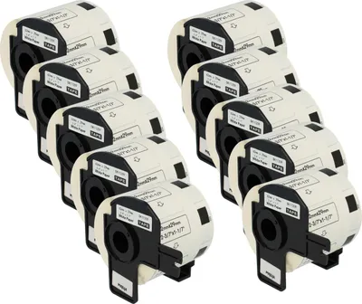 Produktbild von vhbw 10x Rolle mit Halter 62mm x 29mm (800 Etiketten) kompatibel mit Brother PT QL720NW Drucker Weiß
