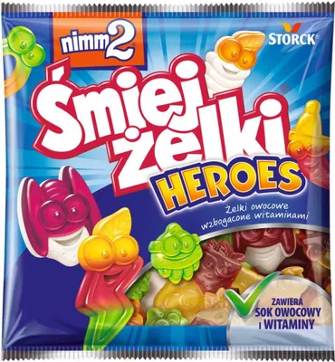 Productafbeelding van nimm2 Śmiejżelki Heroes Fruitgummie snoepjes met vitamines, 90 gram