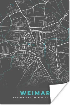 Produktbild von MuchoWow® Poster Deutschland - Blau - Weimar - Stadtplan - Karte 120x180 cm - Kunstposter