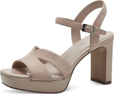 Produktbild von Tamaris Damen Sandalette Leder Cut-Outs Plateau High Heel 1-28309-42, Größe:36 EU, Farbe:Beige
