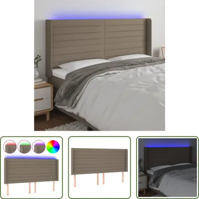 Immagine prodotto di The Living Store Testiera LED taupe 183x16x118/128 cm in tessuto