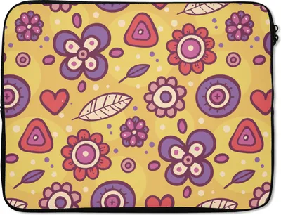 Produktbild von MuchoWow® Laptop Hülle 15 Zoll Muster - Blumen - Lila - Orange Laptoptasche - Laptoptasche - Sleeve - Rundum-Schutz