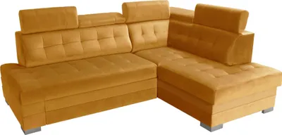 Produktbild von Robin Paris Ecksofa mit Schlaffunktion Bettkasten 5 Verstellbare Kopfstützen Sofa L-Form Schlafsofa Freistehende Eckcouch Schlafcouch Wohnzimmermöbel Wohnlandschaft Rechts Senfgelb