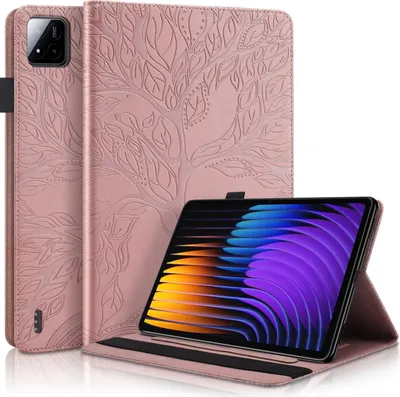 Produktbild von Für Xiaomi Pad 7 / 7 Pro aufstellbare Baum Muster Kunstleder Hülle Tasche Case Pink