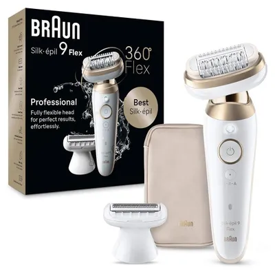 Produktbild von Braun Silk-épil 9 Silk·épil 9 Flex, Gold, Weiß, 40 Pinzette, MicroGrip, Achsel, Bikini, Füße, Hände, 0,5 mm, Wechselstrom/Batterie