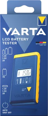 Produktbild von Varta LCD Battery Tester, 9v, AA, AAA, C, D, Alkali, Lithium-Ion (Li-Ion), Nickel-Metallhydrid (NiMH), Blau, Gelb