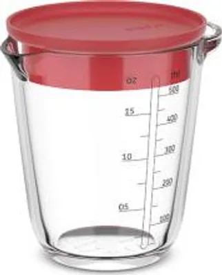 Produktbild von Mepal - Glas Messbecher mit Deckel Chef it - Leicht ablesbare. eingravierte Skala - Mikrowellen- & Backofengeeignet (ohne Deckel) - Hochwertiges Glas - Spülmaschinengeeignet - 500 ml - Coral