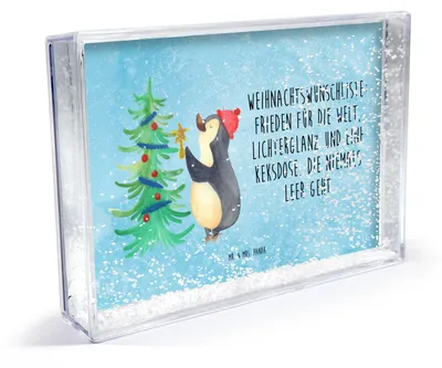 Produktbild von Mr. & Mrs. Panda Bilderrahmen Pinguin Weihnachtsbaum - Eisblau - Geschenk, Winter, 3D-Bilderrahmen, Mini-Bilderrahmen, Objektrahmen, Plexiglasrahmen, Weihnachten