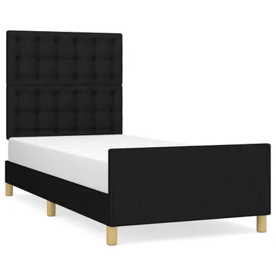 Image de vidaXL Cadre de lit avec tête de lit noir 90x190 cm Tissu