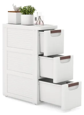 Produktbild von Nischenschrank schmal mit Schubladen und Rollen, Badezimmerschrank für Toilettenpapier