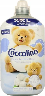 A bottle of Cocolino fabric softener with teddy bear graphics.