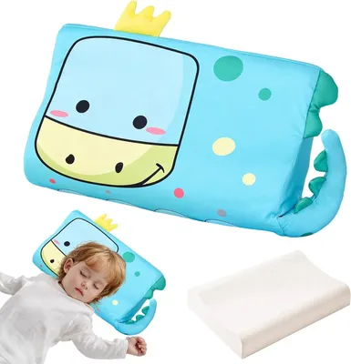 Imagen del producto de Almohada para niños con espuma viscoelástica, diseño ergonómico, 45 x 27 cm, transpirable para un sueño saludable